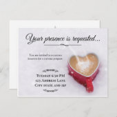 バレンタインのコーヒー雪のテーマの招待状カード 案内ポストカード (正面/裏面)