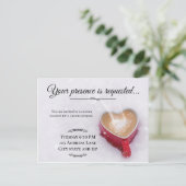 バレンタインのコーヒー雪のテーマの招待状カード 案内ポストカード (スタンド正面)