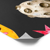 バレンタインのシームレスなパターンと猫、星 ポスター (角)