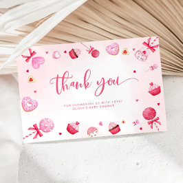 バレンタインのスイーツピンクの甘感謝していい人よ カード