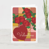 バレンタインのステンドグラスハートバラ カード (正面)