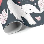 バレンタインのゾウ&ハートラッピング紙 ラッピングペーパー (ロールコーナー)