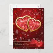 バレンタインのダイヤモンドのハート シーズンポストカード (正面/裏面)