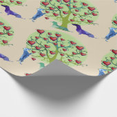 バレンタインのダックスフントのハートの無光沢の包装紙 ラッピングペーパー (角)