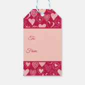 バレンタインのダークピンクの甘いハート ギフトタグ (裏面)