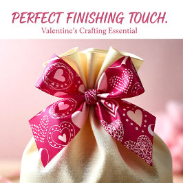 バレンタインのダークピンクの甘いハート サテンリボン