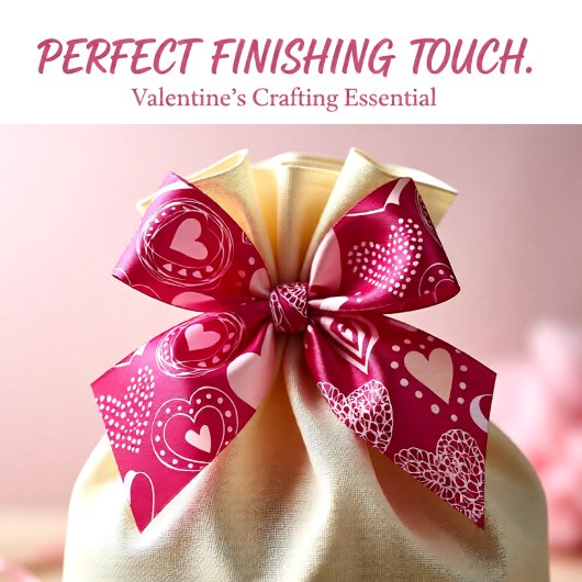 バレンタインのダークピンクの甘いハート サテンリボン