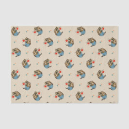 バレンタインのティッシュペーパーを持つ愛らしいレトロのアライグマ 薄葉紙