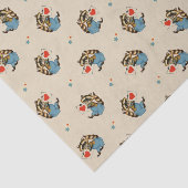 バレンタインのティッシュペーパーを持つ愛らしいレトロのアライグマ 薄葉紙 (詳細)