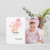 バレンタインのテディベアのフォトカード 招待状 (スタンド正面)