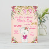 バレンタインのテディベア最初の誕生日招待状。 招待状 (スタンド正面)