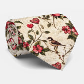 バレンタインのデコパージュヴィンテージハートフローラ ネクタイ (ロール)