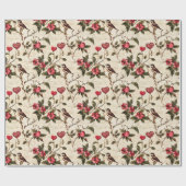 バレンタインのデコパージュヴィンテージハートフローラ ラッピングペーパー (フラット)