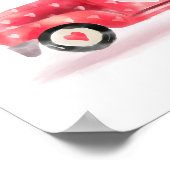 バレンタインのデリバリーレッドウォーターカラートラック&ハート ポスター (角)