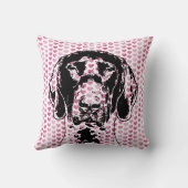 バレンタインのドイツ人のShorthairのポインター犬のシルエット クッション (裏面)