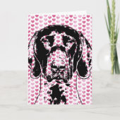 バレンタインのドイツ人のShorthairのポインター犬のシルエット シーズンカード (正面)