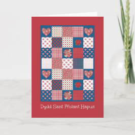 バレンタインのハートとバラ、ウェルシュグリーティング シーズンカード