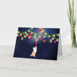 バレンタインのハートとメイソンジャーのかわいい猫 カード