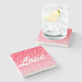 バレンタインのハートと愛 ストーンコースター (横)