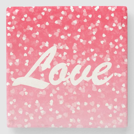 バレンタインのハートと愛 ストーンコースター (正面)