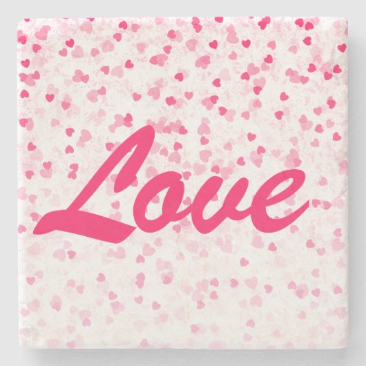 バレンタインのハートと愛 ストーンコースター (正面)