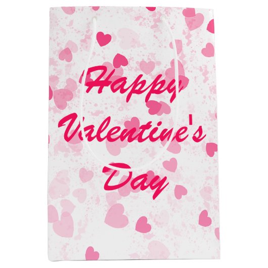 バレンタインのハートと愛 ミディアムペーパーバッグ (正面)