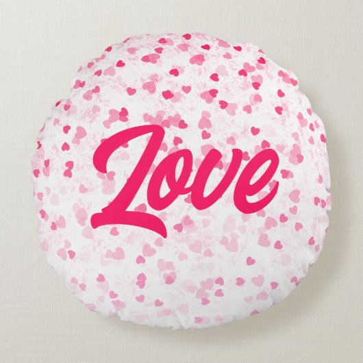 バレンタインのハートと愛 ラウンドクッション (正面)