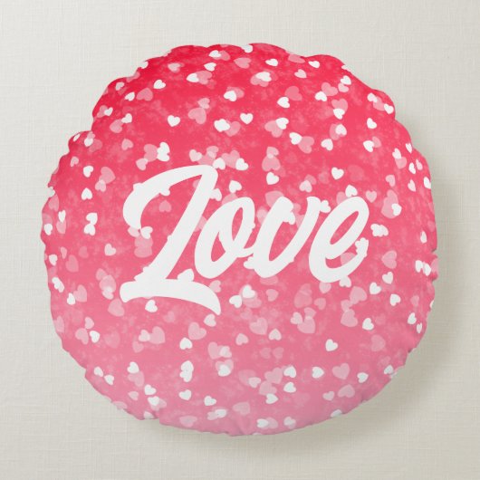 バレンタインのハートと愛 ラウンドクッション (正面)