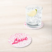 バレンタインのハートと愛 ラウンドペーパーコースター (インサイチュ)