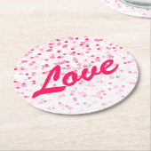 バレンタインのハートと愛 ラウンドペーパーコースター (アングル)