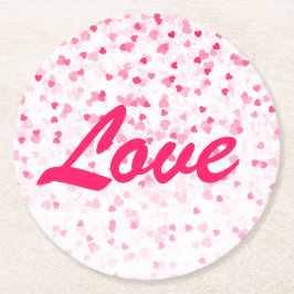 バレンタインのハートと愛 ラウンドペーパーコースター