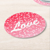 バレンタインのハートと愛 ラウンドペーパーコースター (アングル)