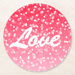 バレンタインのハートと愛 ラウンドペーパーコースター