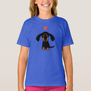 バレンタインのハートのかわいいダックスフントの子犬 Tシャツ