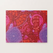 バレンタインのハートのピンクの赤I愛タイポグラフィ ジグソーパズル (横)