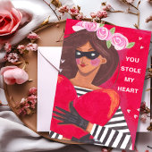 バレンタインのハートの挨拶を盗んだ カード