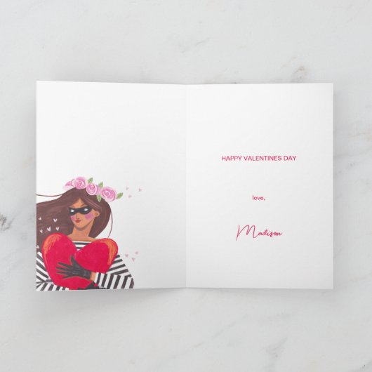 バレンタインのハートの挨拶を盗んだ カード (内部)