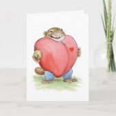 バレンタインのハートの衣裳のマスクラットカード カード (正面)