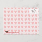 バレンタインのハートを持つかわいいダックスフントの漫画犬 シーズンポストカード (裏面)