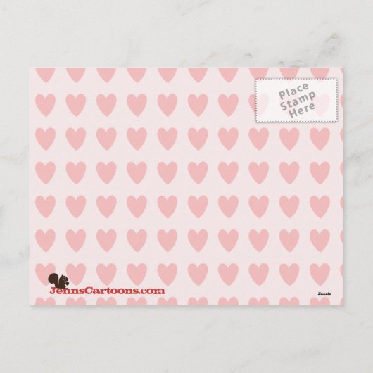 バレンタインのハートを持つかわいいダックスフントの漫画犬 シーズンポストカード (裏面)