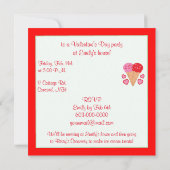 バレンタインのハートを持つアイスクリームパーティー 招待状 (裏面)