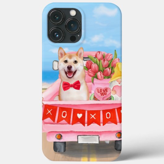 バレンタインのハートを積んだトラックの柴犬 Case-Mate iPhoneケース (裏面)