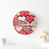 バレンタインのハートクッキー：自家製の愛。 ラージ壁時計 (ホーム)