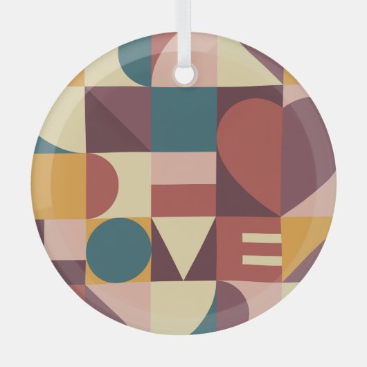 バレンタインのハートデザイン、抽象芸術背景。 ガラスオーナメント (正面)