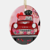 バレンタインのハート付きシュナウザー・ドッグカー  セラミックオーナメント (右)