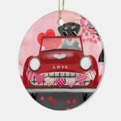バレンタインのハート付きシュナウザー・ドッグカー  セラミックオーナメント (左)