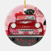 バレンタインのハート付きシュナウザー・ドッグカー  セラミックオーナメント (裏面)
