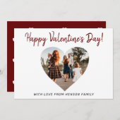 バレンタインのハート家族の写真スクリプト シーズンカード (正面/裏面)