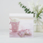 バレンタインのハート愛クッキーのココア シーズンカード (スタンド正面)