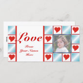 バレンタインのハート模様の写真カード シーズンカード (正面/裏面)